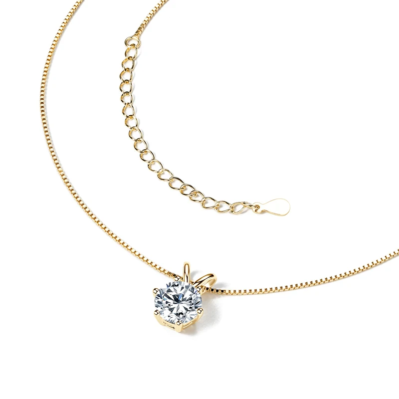 OXTAO 0.5ct–5ct D Moissanite Solitaire Necklace Certified Lab Imitation Diamond Charm Pendant Necklace Jewelry 14K Gold Filled