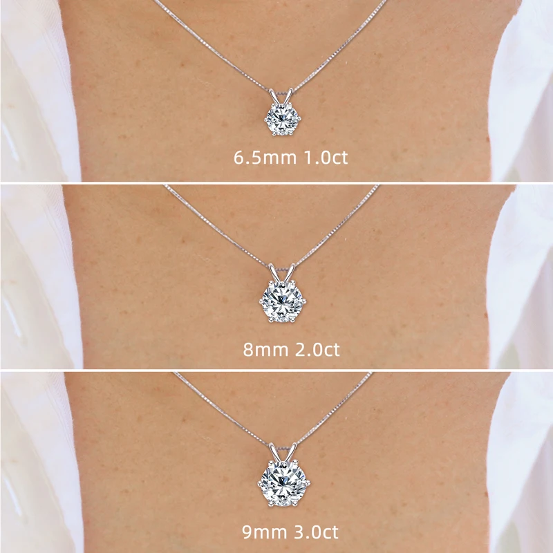 OXTAO 0.5ct–5ct D Moissanite Solitaire Necklace Certified Lab Imitation Diamond Charm Pendant Necklace Jewelry 14K Gold Filled