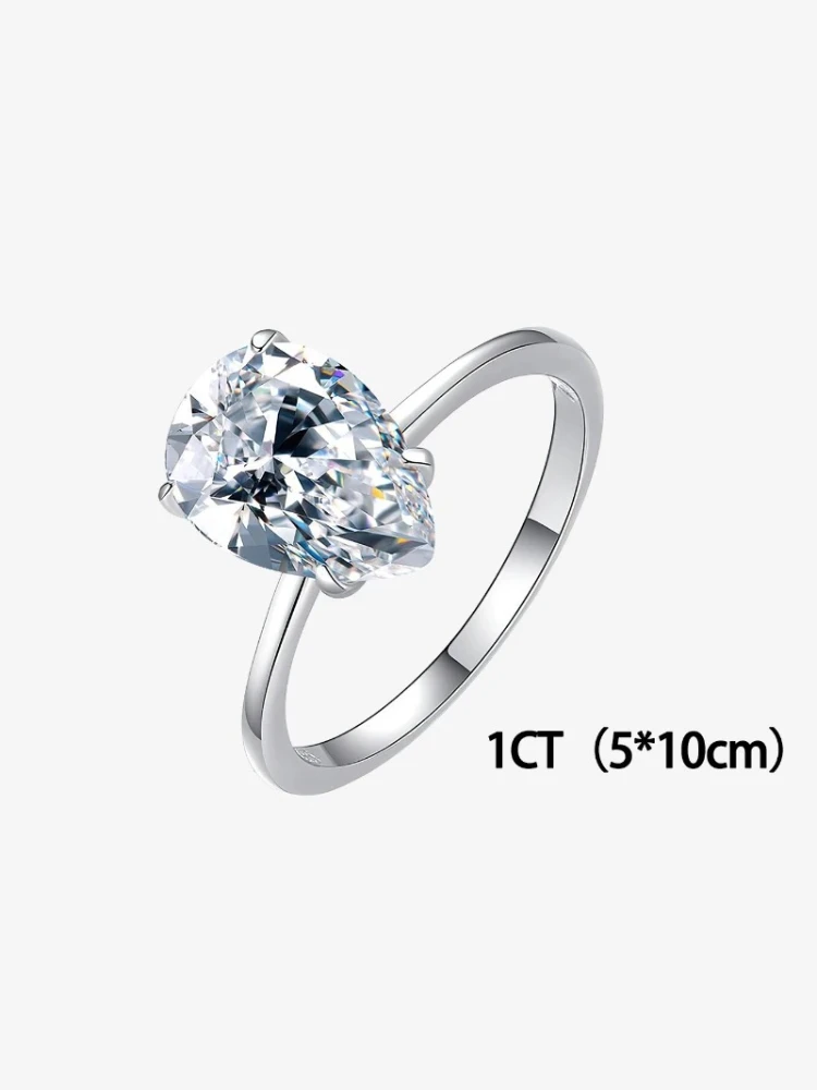 Luxury 1CT Certified Moissanite Diamond Luxury WaterDrop Engagement Ring For Women Wedding High Quality Jewelry