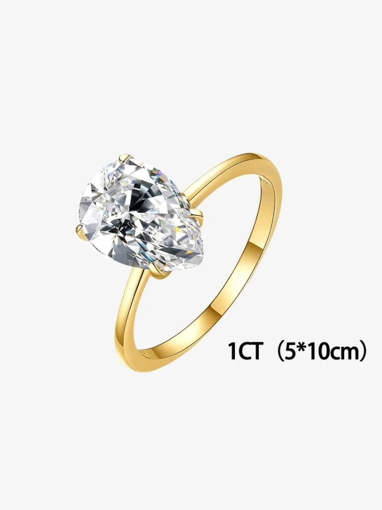 Luxury 1CT Certified Moissanite Diamond Luxury WaterDrop Engagement Ring For Women Wedding High Quality Jewelry