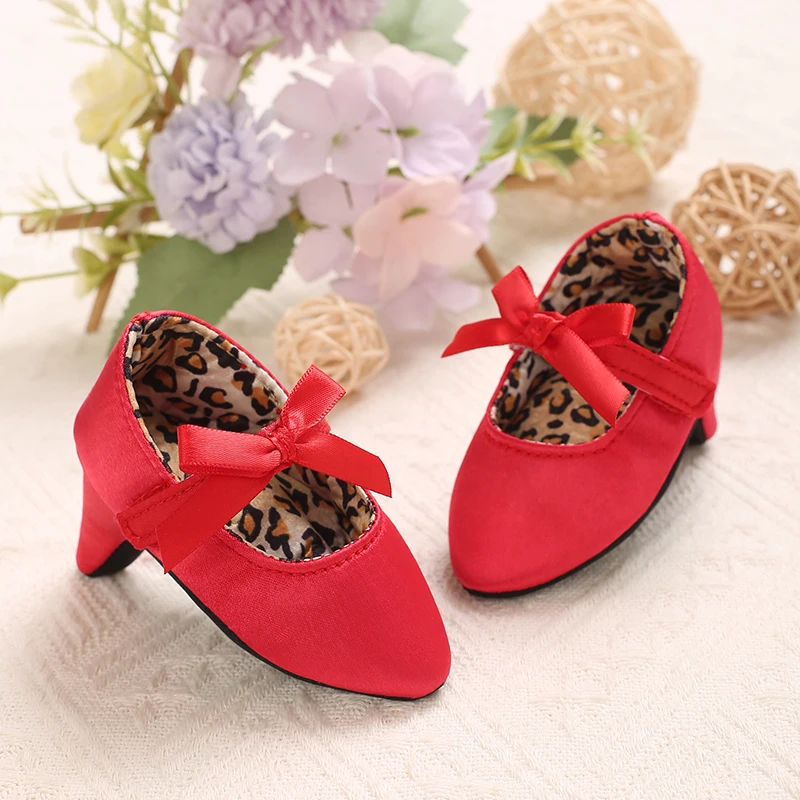 2026 New Infant Newborn Baby Girl High Heels Shoes Princess Bow First Birthday Party Shoes Photo Props Shoes 0-12M