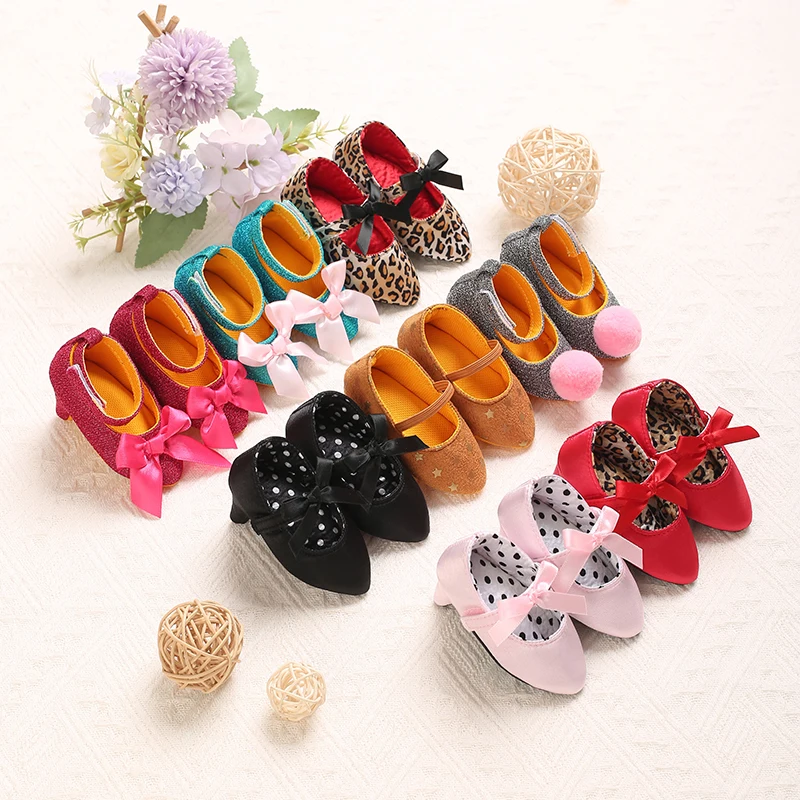 2026 New Infant Newborn Baby Girl High Heels Shoes Princess Bow First Birthday Party Shoes Photo Props Shoes 0-12M
