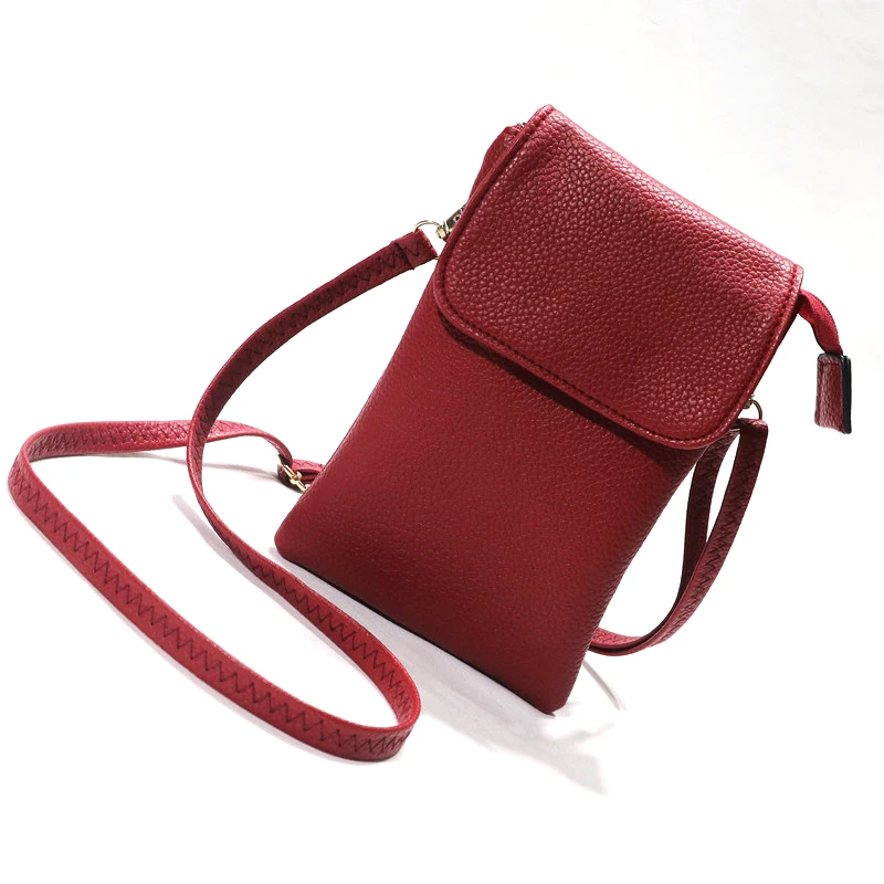 Women Leather Crossbody Phone Bag Small Shoulder Bag Double Zipper Wallet Multi Pocket Card Holder Mini Messenger Bag
