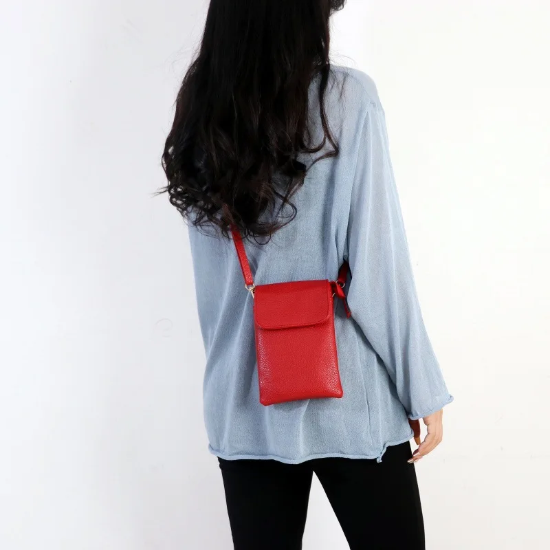 Women Leather Crossbody Phone Bag Small Shoulder Bag Double Zipper Wallet Multi Pocket Card Holder Mini Messenger Bag