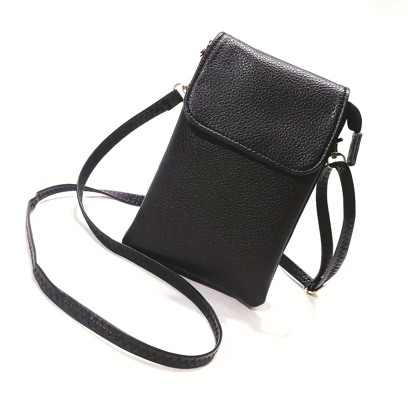 Women Leather Crossbody Phone Bag Small Shoulder Bag Double Zipper Wallet Multi Pocket Card Holder Mini Messenger Bag
