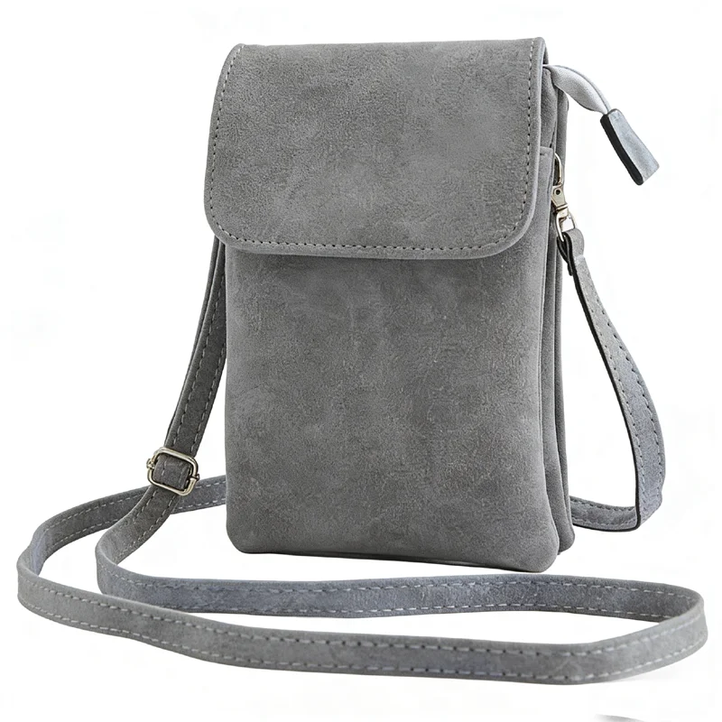 Women Leather Crossbody Phone Bag Small Shoulder Bag Double Zipper Wallet Multi Pocket Card Holder Mini Messenger Bag