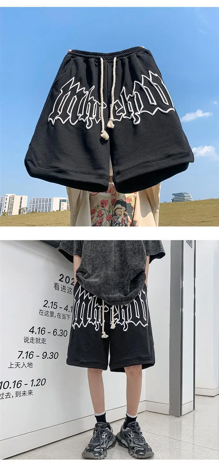 Casual Y2k Summer Women and Men Clothing Goth Letter Pants Harajuku Oversize Sweat Gym Shorts Korean Streetwear Sportswear Short