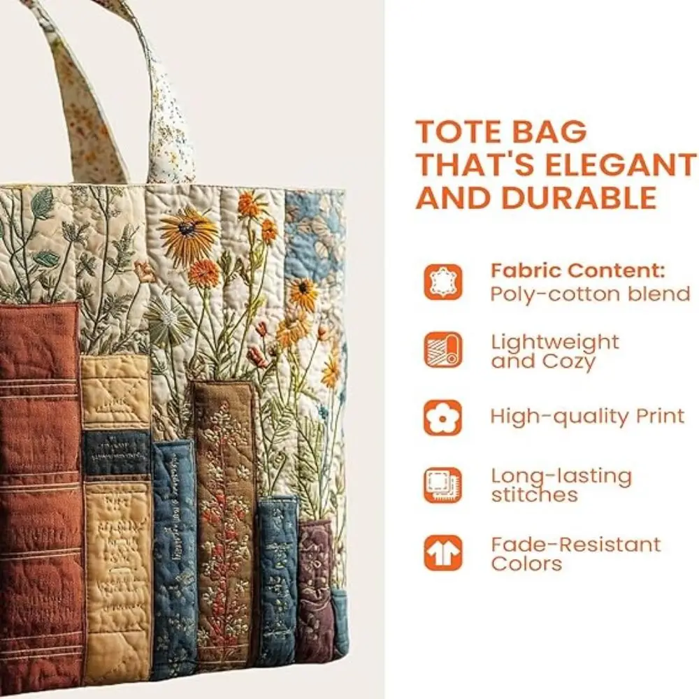 Cat Patterns Women Quilted Tote Bag Vintage Lightweight Canvas Shoulder Bag Large Capacity Cotton Travel Handbag Lady Girl