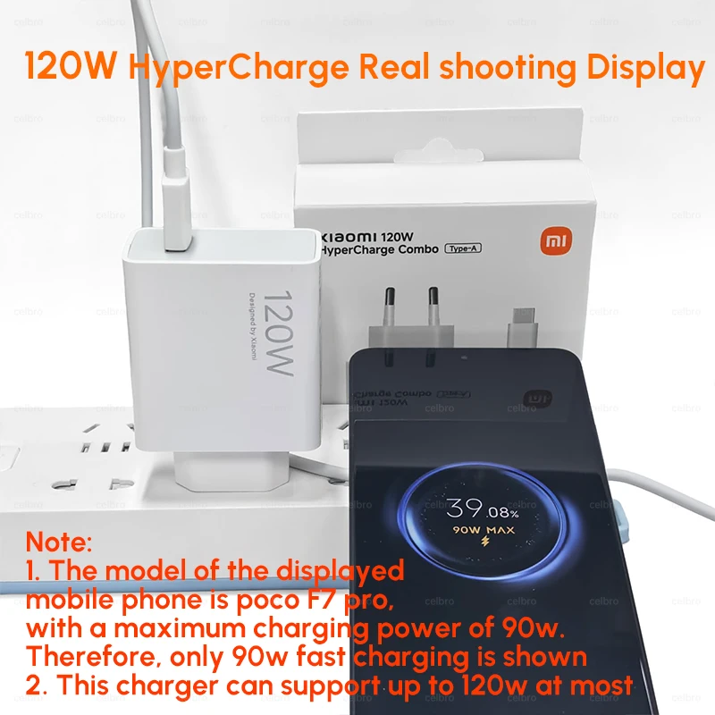 Xiaomi 120W Charger Original Turbo EU Wall Adapter Cargador Hypercharge Mi 17 15 13 Redmi Note 14 POCO F7 X8 Pro TypeC Cable