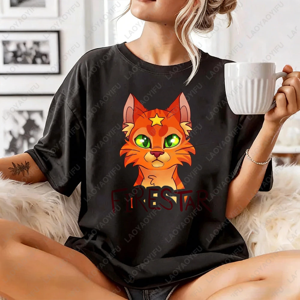 Warrior Cats Clans Logo T-Shirt Fox And Revenge Print Unisex Cotton T-Shirt Fashion Casual Summer Trendy Top