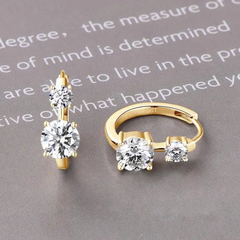 JoiasHome Moissanite Hoop Earrings With Certificate 4mm and 6.5mm D Color 925 Sterling Silver Fashion Women Earrings