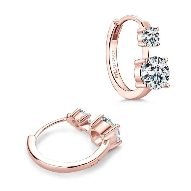 JoiasHome Moissanite Hoop Earrings With Certificate 4mm and 6.5mm D Color 925 Sterling Silver Fashion Women Earrings