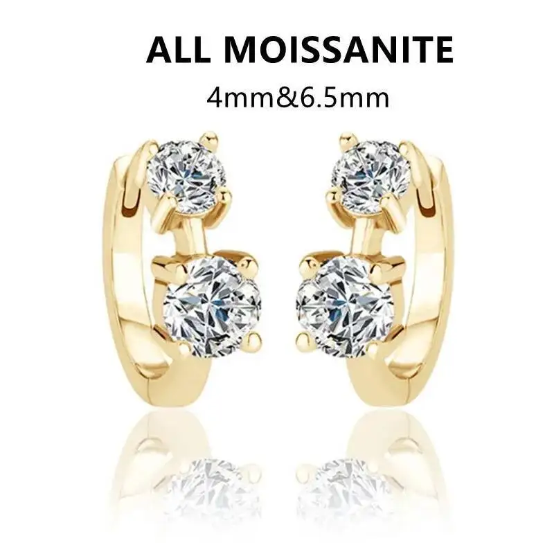 JoiasHome Moissanite Hoop Earrings With Certificate 4mm and 6.5mm D Color 925 Sterling Silver Fashion Women Earrings
