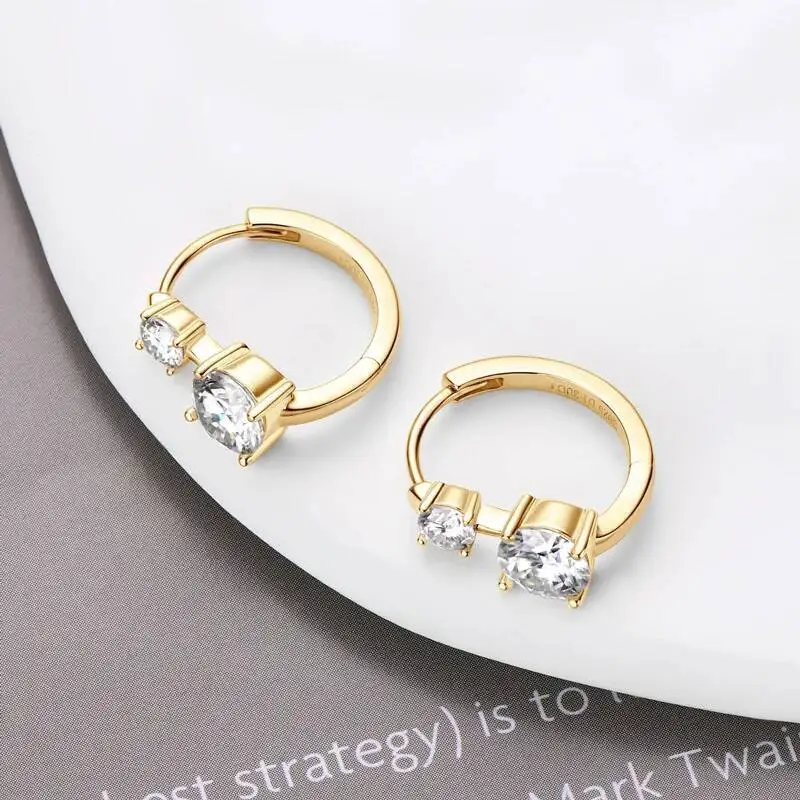 JoiasHome Moissanite Hoop Earrings With Certificate 4mm and 6.5mm D Color 925 Sterling Silver Fashion Women Earrings