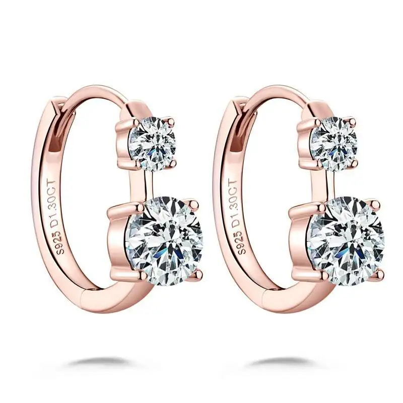 JoiasHome Moissanite Hoop Earrings With Certificate 4mm and 6.5mm D Color 925 Sterling Silver Fashion Women Earrings