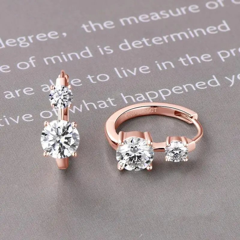 JoiasHome Moissanite Hoop Earrings With Certificate 4mm and 6.5mm D Color 925 Sterling Silver Fashion Women Earrings