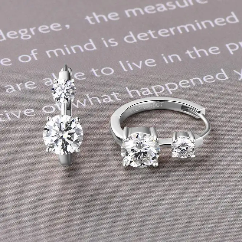 JoiasHome Moissanite Hoop Earrings With Certificate 4mm and 6.5mm D Color 925 Sterling Silver Fashion Women Earrings