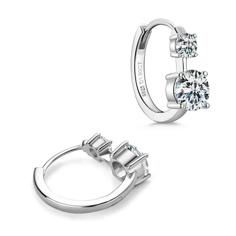 JoiasHome Moissanite Hoop Earrings With Certificate 4mm and 6.5mm D Color 925 Sterling Silver Fashion Women Earrings