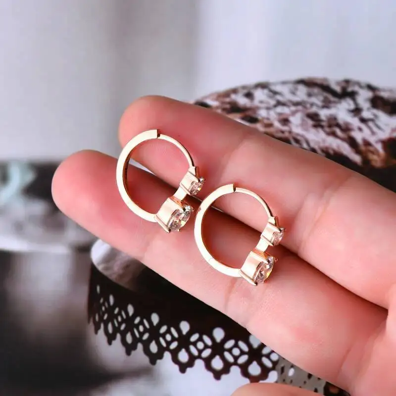 JoiasHome Moissanite Hoop Earrings With Certificate 4mm and 6.5mm D Color 925 Sterling Silver Fashion Women Earrings