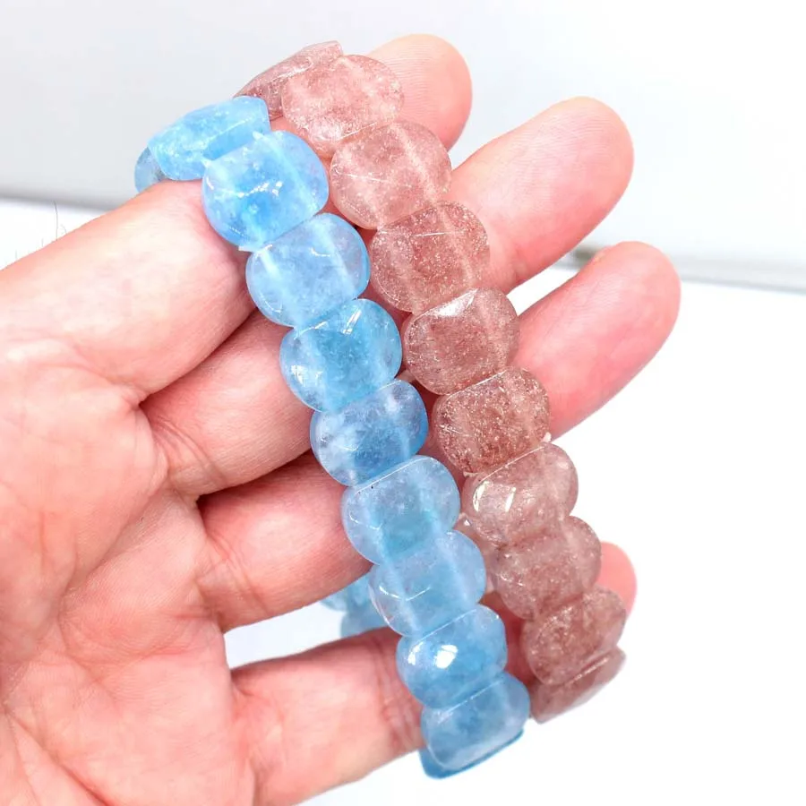 Natural Healing Crystal Oval Faceted Stone Bracelet For Women Amethyst Quartz Agate Punk Gothic Retro Stretch Bangle Men Jewelry