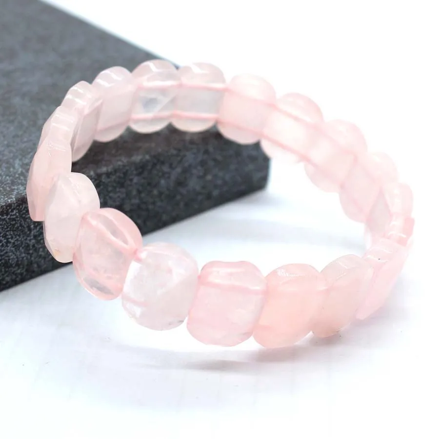 Natural Healing Crystal Oval Faceted Stone Bracelet For Women Amethyst Quartz Agate Punk Gothic Retro Stretch Bangle Men Jewelry