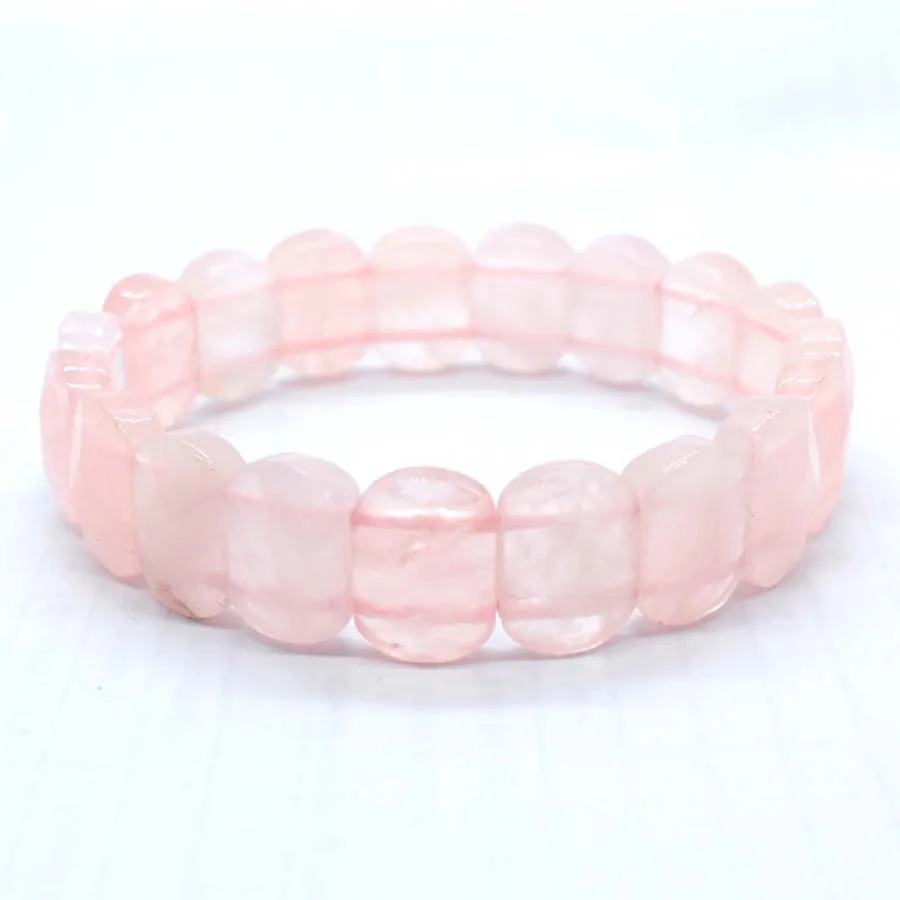 Natural Healing Crystal Oval Faceted Stone Bracelet For Women Amethyst Quartz Agate Punk Gothic Retro Stretch Bangle Men Jewelry