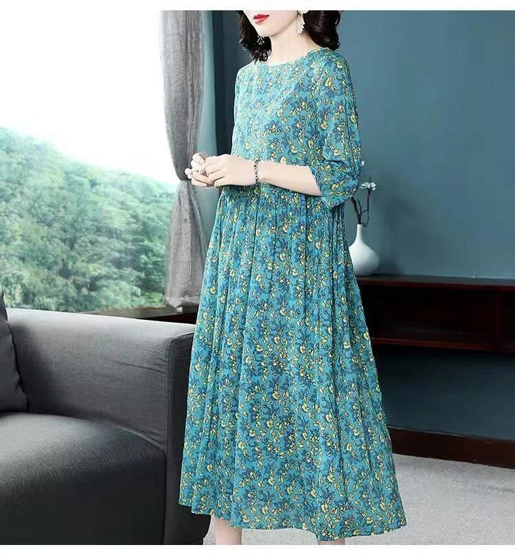 Plus Size Women's Summer Casual Comfortable Dress Loose Floral Office Lady Fashion New Arrival Trendy Breathable
