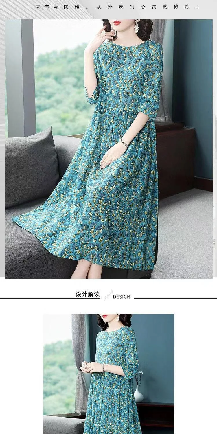 Plus Size Women's Summer Casual Comfortable Dress Loose Floral Office Lady Fashion New Arrival Trendy Breathable