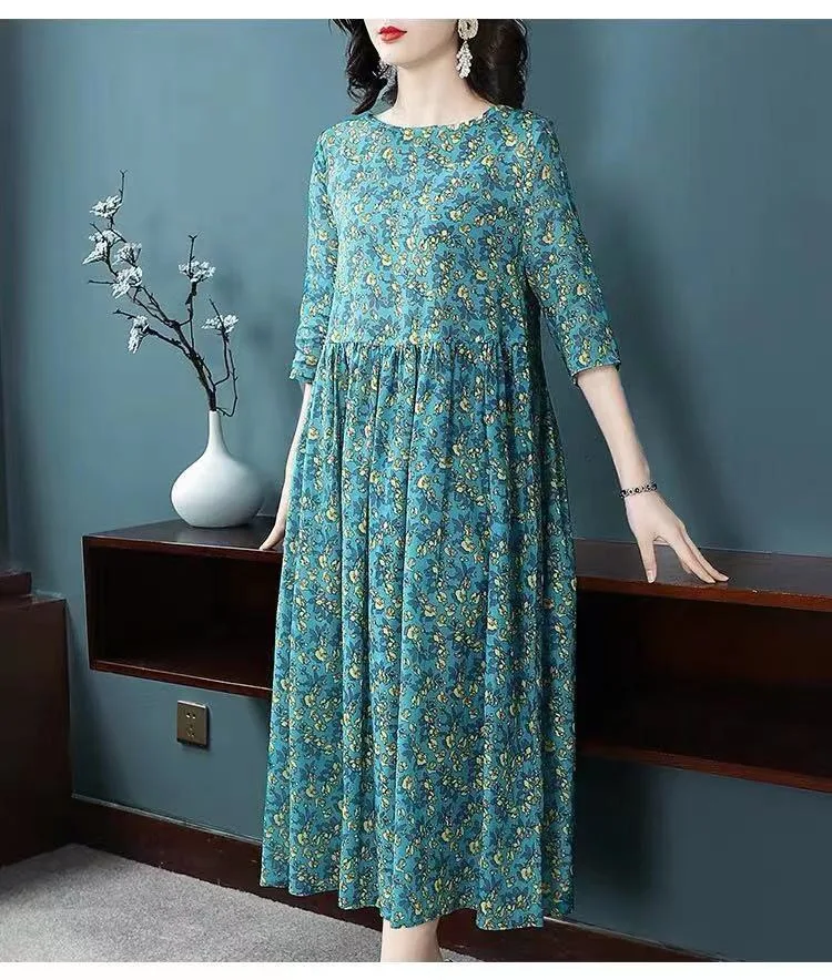 Plus Size Women's Summer Casual Comfortable Dress Loose Floral Office Lady Fashion New Arrival Trendy Breathable