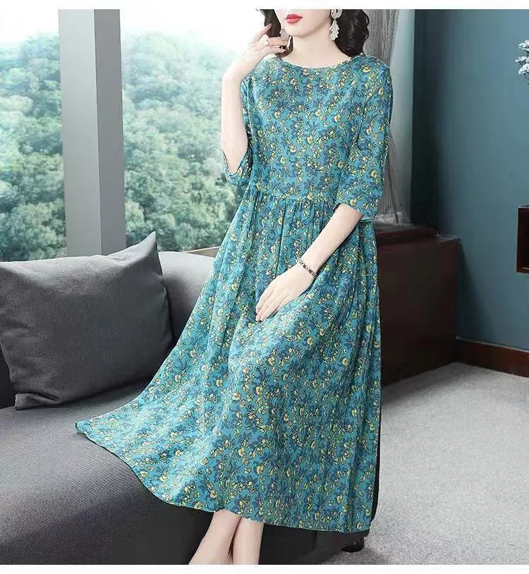 Plus Size Women's Summer Casual Comfortable Dress Loose Floral Office Lady Fashion New Arrival Trendy Breathable