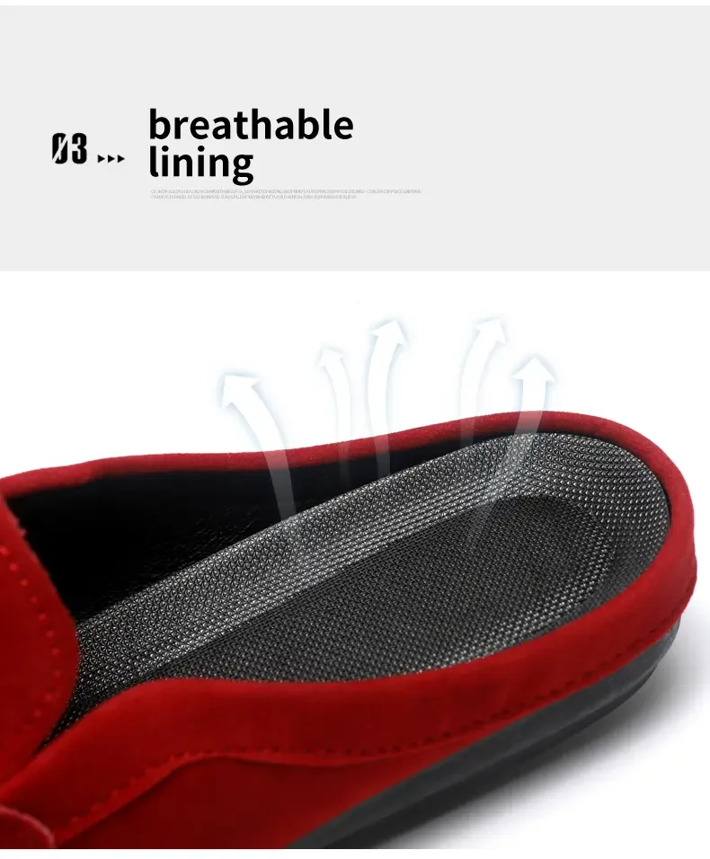 Summer Men Leather Half Slippers Comfortable Mens Loafers Breathable Casual Shoes Slip on Lazy Shoes Comfortable Walking Shoes