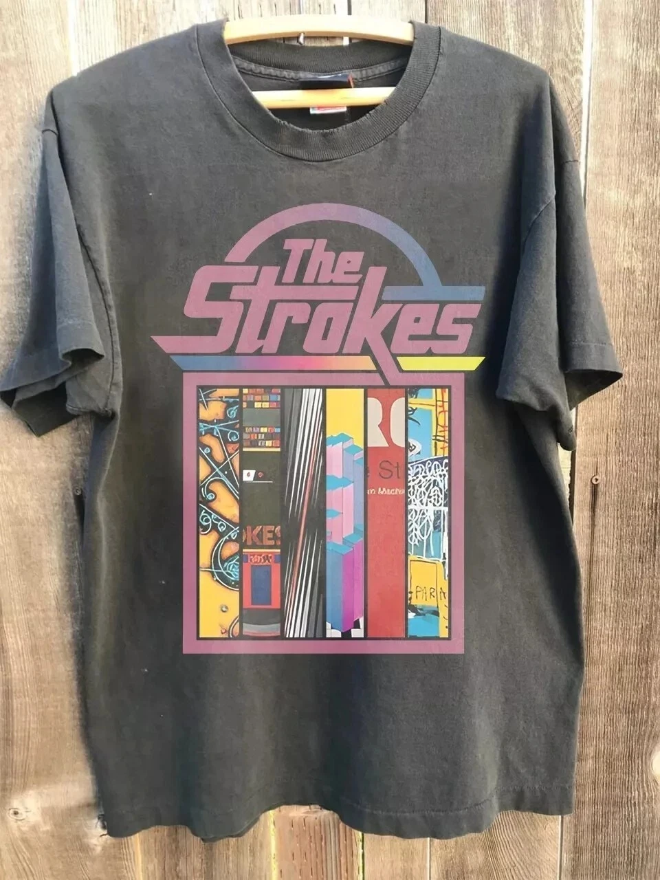 The Strokes Band Album Cover Charcoal Grey T-shirt Size S-4XL Casual Daily Outdoor Printed Pattern T-shirt