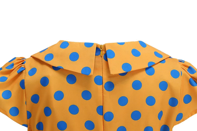 Women's Polka Dot Summer Dress 50s Retro Vintage Peter Pan Collar A-Line Outfit for Party And Daily Wear