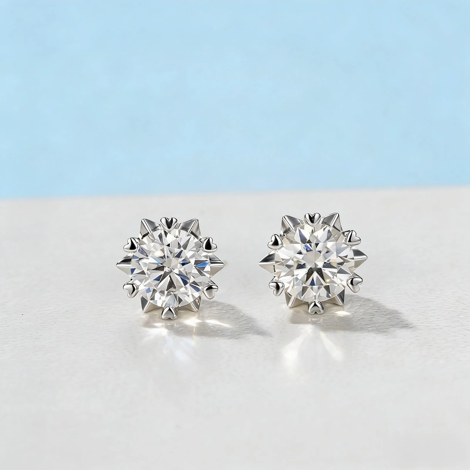 TY 925 Sterling Silver Moissanite Stud Earrings for Women Men 0.3-2CT Snowflake Six-Claw Stud Earrings D VVS1 Fine Jewelry Gift