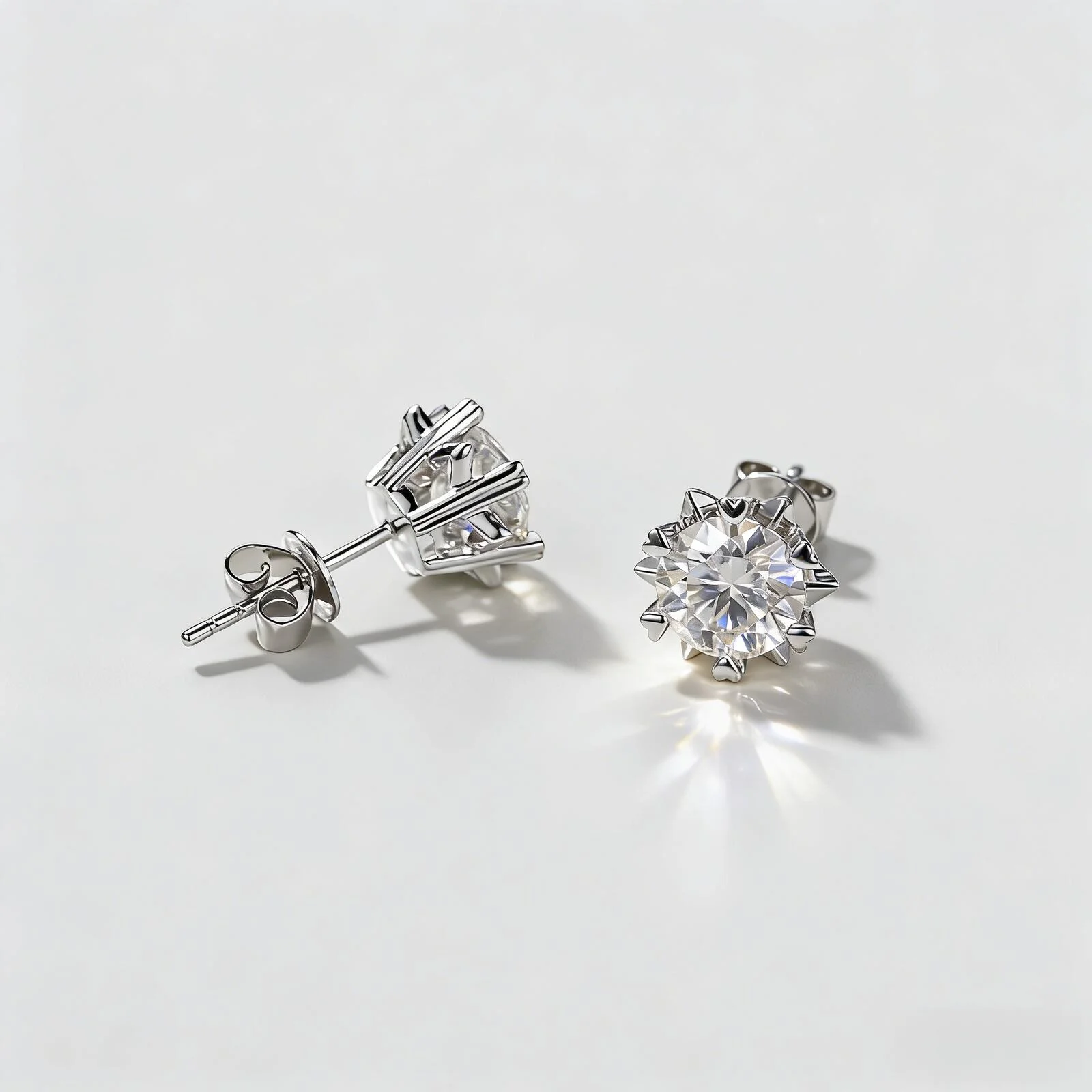 TY 925 Sterling Silver Moissanite Stud Earrings for Women Men 0.3-2CT Snowflake Six-Claw Stud Earrings D VVS1 Fine Jewelry Gift