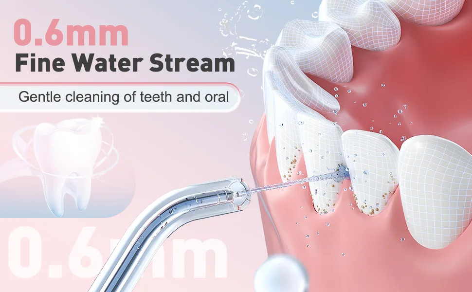 Professional Portable Cordless Water Flosserfor Teeth, Rechargeable Oral Irrigator with 3 Modes IPX6 Waterproof 4 Dental Nozzles