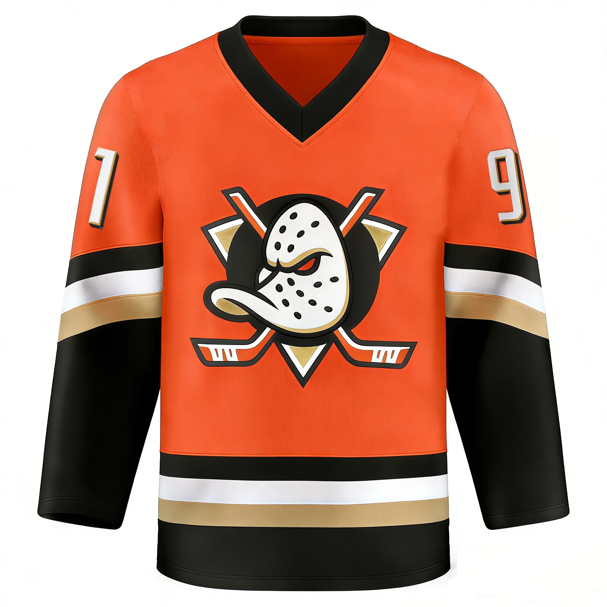 2026 Ice Hockey Jersey - White/Black/Orange with Iconic "Duck" Logo Must-Have Jersey for Fans & Collectors 3d HD Print