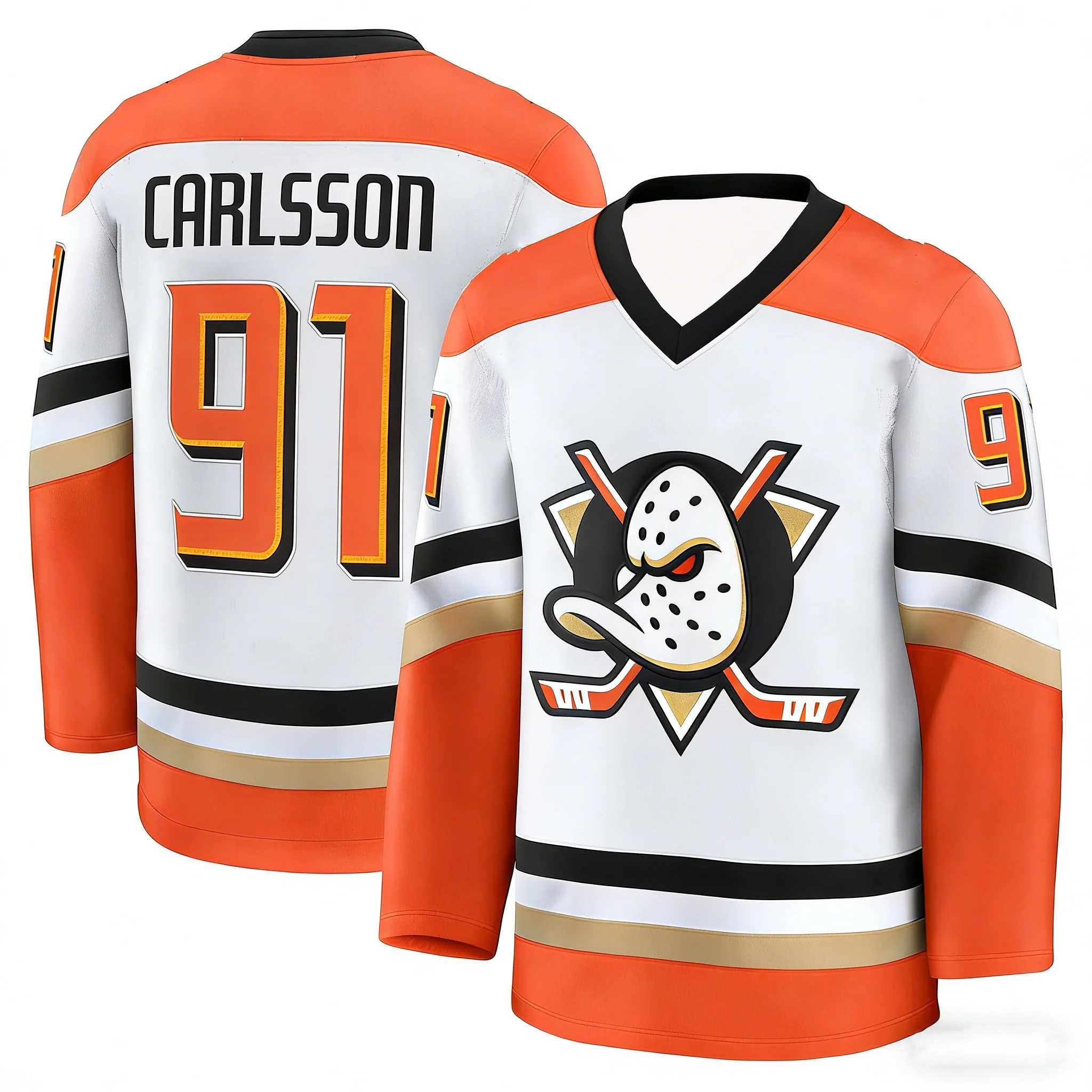 2026 Ice Hockey Jersey - White/Black/Orange with Iconic "Duck" Logo Must-Have Jersey for Fans & Collectors 3d HD Print