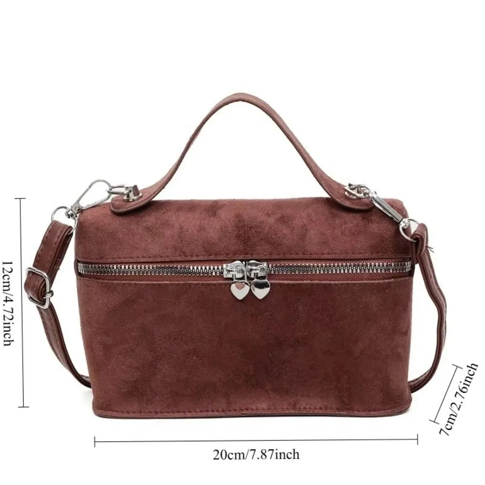 Retro Autumn Winter Matte Crossbody Bag Suede Textured Shoulder Bag Box Design Pure Color Evening Bags Women Handle Bag