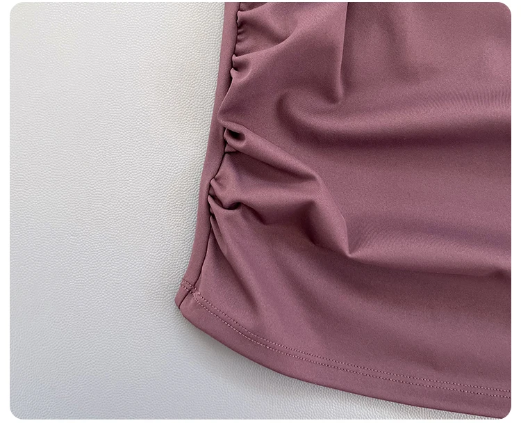 Women Square Neck Mesh Long Sleeve Yoga Top Shoulder Twist Side Ruched Soft Breathable Fitness Sports Tee ****