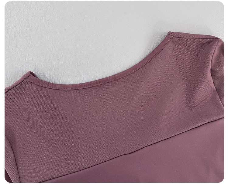 Women Square Neck Mesh Long Sleeve Yoga Top Shoulder Twist Side Ruched Soft Breathable Fitness Sports Tee ****