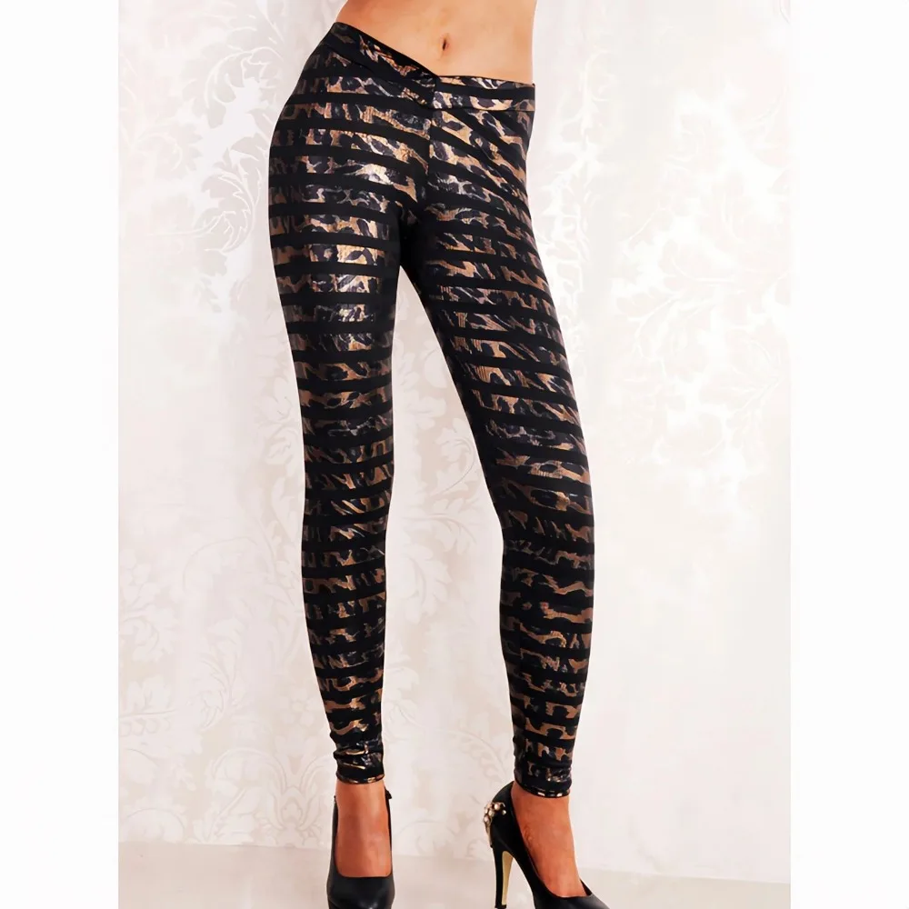 Women Leopard Wetlook Leggings Compression Yoga Pants Power Stretch Workout Leggings