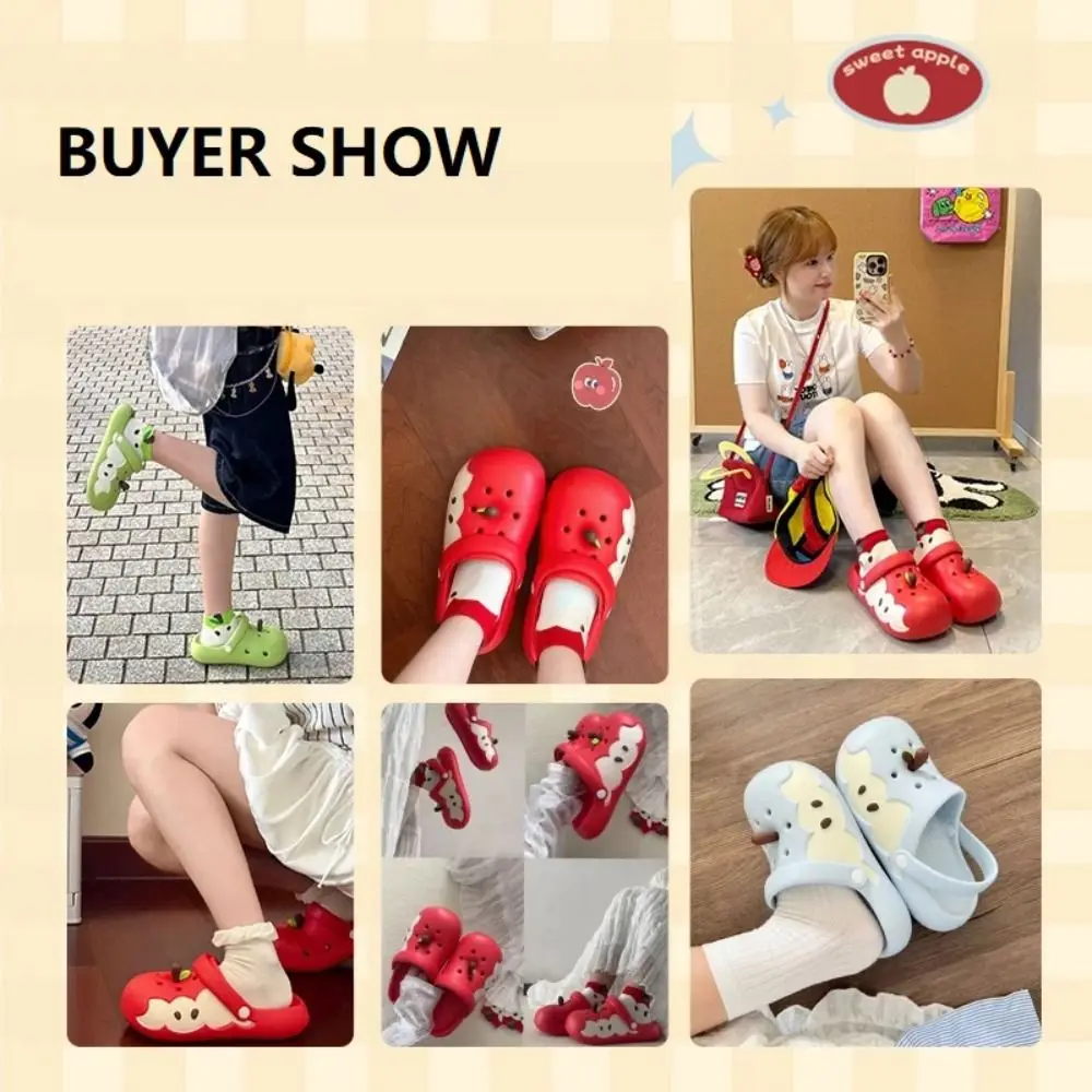 Adorable EVA Apple Slippers Anti Slip Waterproof Apple Sandals Closed Toe Soft Bottom Indoor Outdoor Sandals Spring Summer