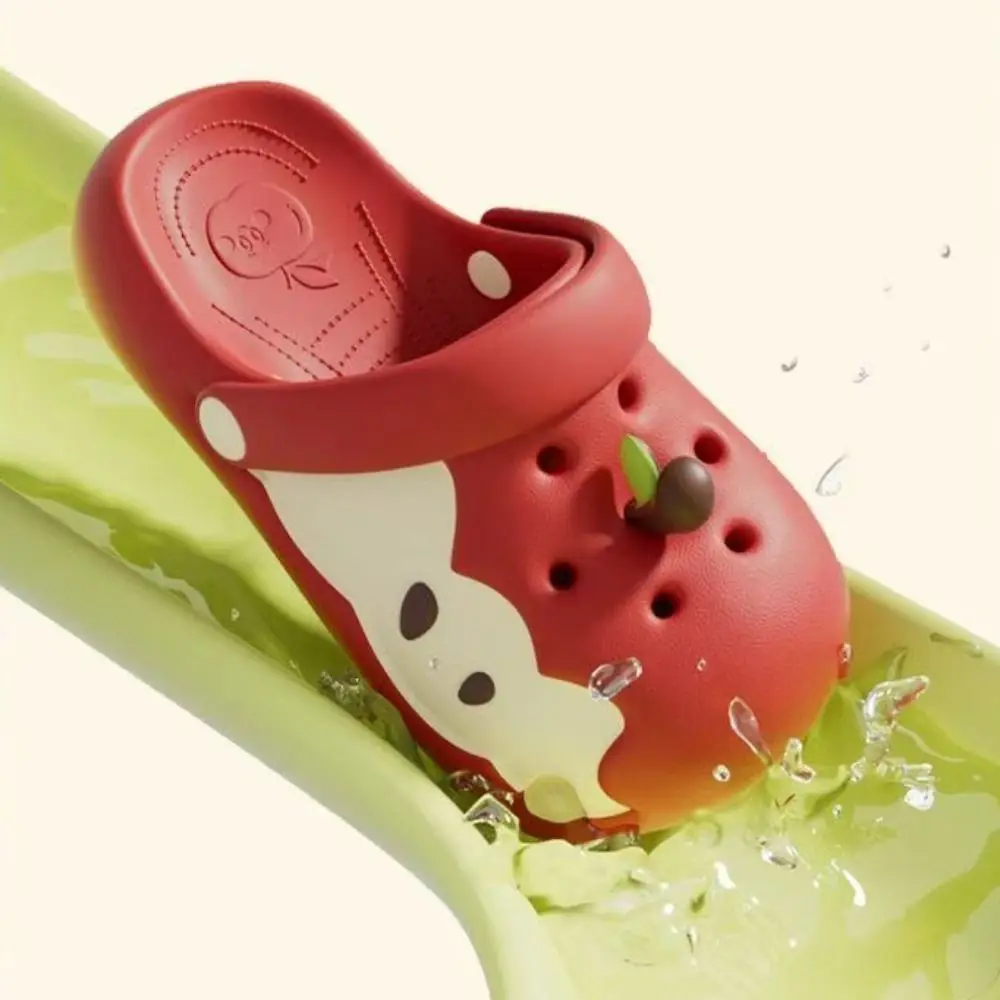 Adorable EVA Apple Slippers Anti Slip Waterproof Apple Sandals Closed Toe Soft Bottom Indoor Outdoor Sandals Spring Summer