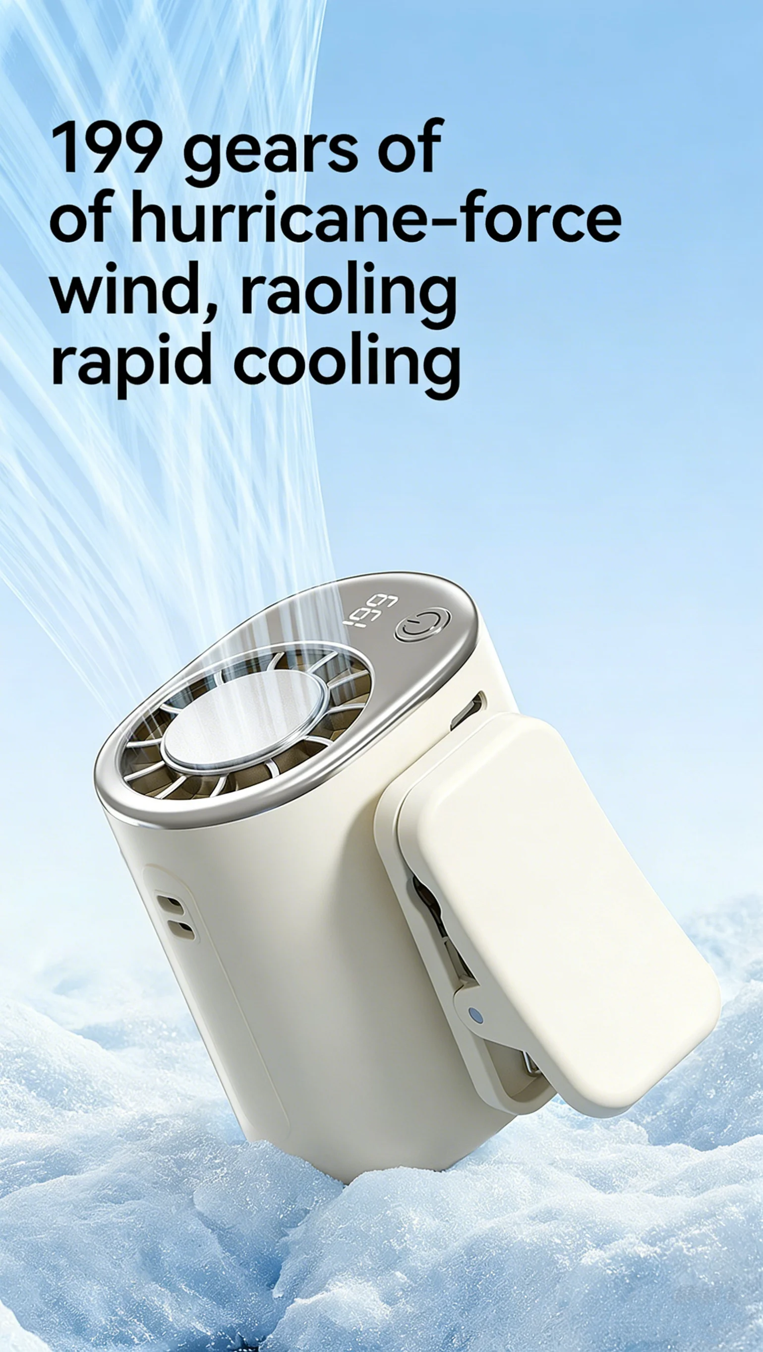Car Clip Fan Mini Portable Outdoor Clip Umbrella Fan 199 Speed Waist Clip Electric fan 360° USB Rechargeable Desktop Cooling fan
