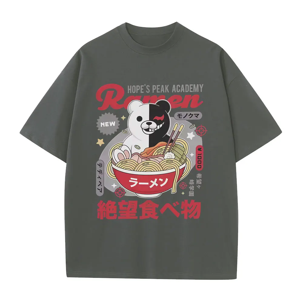 Anime Hopes Peaks Academy Danganronpa Eat Ramen Graphic T-shirt Men Women Funny Vintage Japanese Style T Shirts Cotton T-shirts