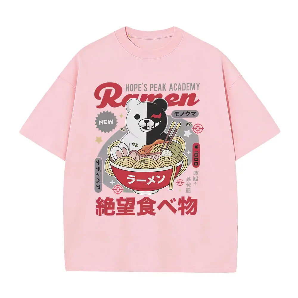 Anime Hopes Peaks Academy Danganronpa Eat Ramen Graphic T-shirt Men Women Funny Vintage Japanese Style T Shirts Cotton T-shirts