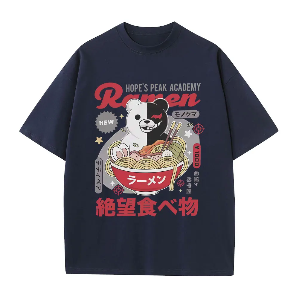 Anime Hopes Peaks Academy Danganronpa Eat Ramen Graphic T-shirt Men Women Funny Vintage Japanese Style T Shirts Cotton T-shirts