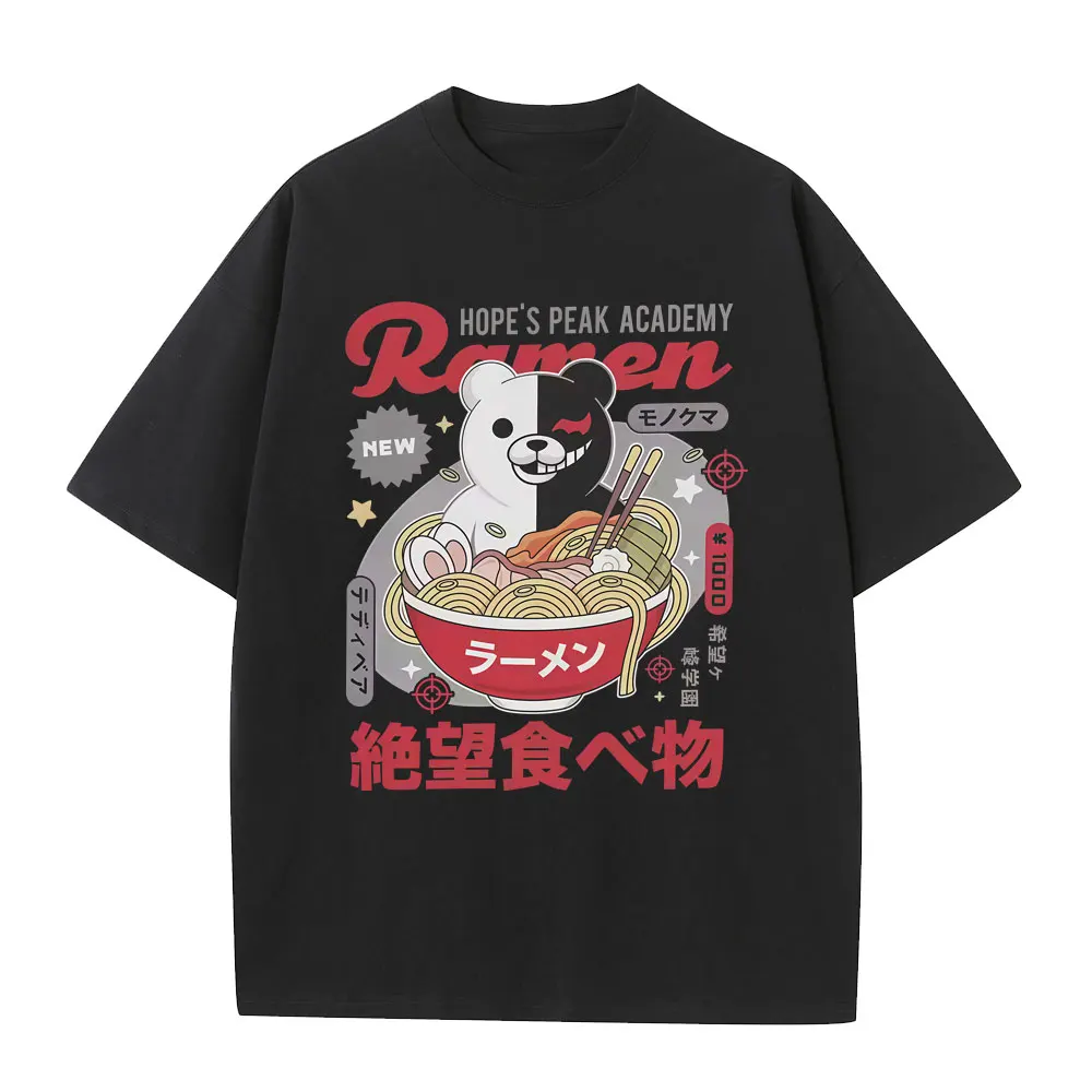 Anime Hopes Peaks Academy Danganronpa Eat Ramen Graphic T-shirt Men Women Funny Vintage Japanese Style T Shirts Cotton T-shirts