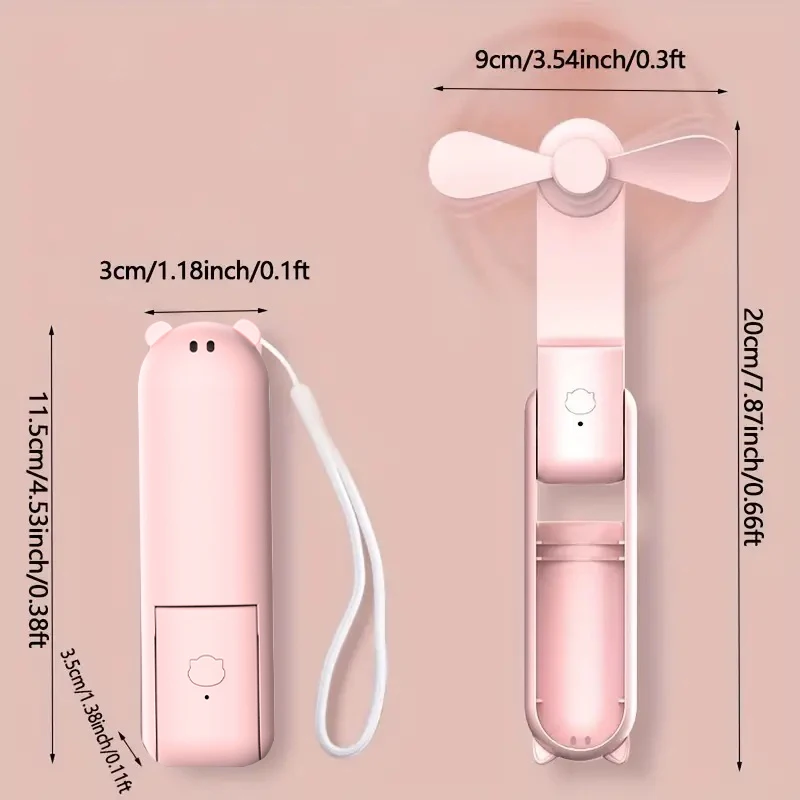 Portable Fan, Mini Fan, USB Rechargeable 3 Adjustable Speed, Foldable Handheld Personal Eyelash Fan for Girls Women,